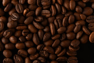 Coffee beans. Isolated on a black background.