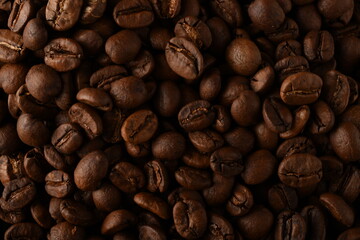 Coffee beans. Isolated on a black background.