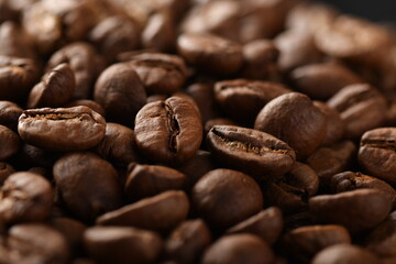 Coffee beans. Isolated on a black background.