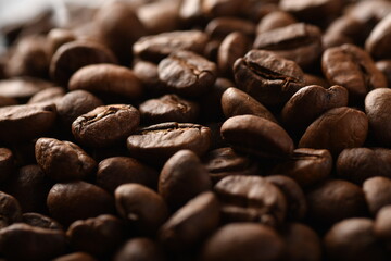 Coffee beans. Isolated on a black background.