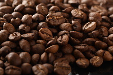 Coffee beans. Isolated on a black background.