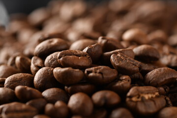 Coffee beans. Isolated on a black background.