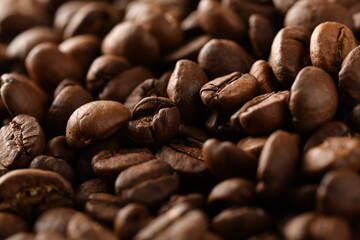 Coffee beans. Isolated on a black background.