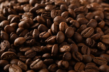 Coffee beans. Isolated on a black background.