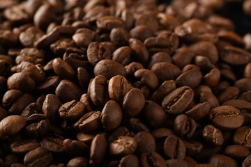 Coffee beans. Isolated on a black background.