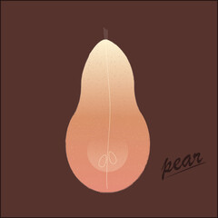Vector Pear. Pink pear clip art in retro style.