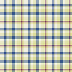 Plaid seamless pattern. Vector background of textile ornament. Flat fabric design.