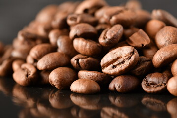 Coffee beans. Isolated on a black background.