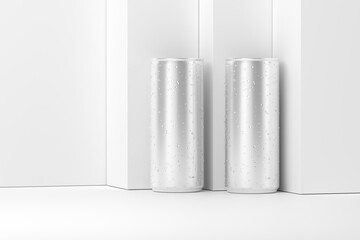 250ml Soda Can White Blank 3D Rendering Mockup