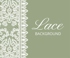 Template of greeting or wedding invitation card with lace frame