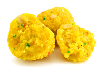 A rice cake balls with soy grounds on white