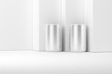 150ml Soda Can White Blank 3D Rendering Mockup