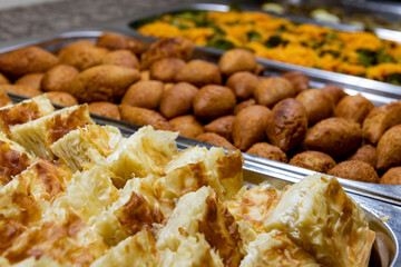 Vegetables on the open buffet. Salad bar.