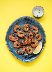 Grilled langoustine shrimp with lemon