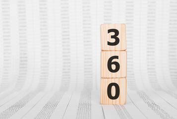 Word 360 made with wood building blocks, business concept.