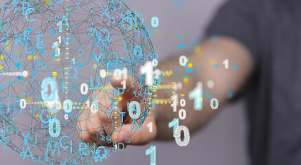 Artificial Intelligence Cloud technology. Integrated digital web concept background