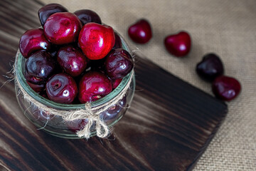 macro photo of strawberries and cherries