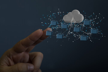 Artificial Intelligence Cloud technology. Integrated digital web concept background