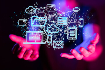 data Internet infrastructure concept. Abstract technology background. 3D rendering.