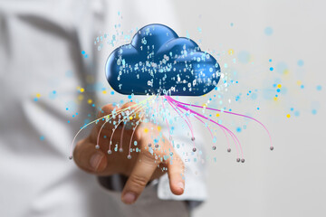Cloud technology. Polygonal wireframe art looks like constellation