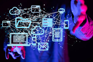 Cloud computing concept.Abstract cloud connection technology background.