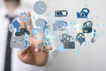 database data Cloud technology. Integrated digital web concept background