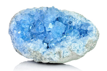 Sky Blue Celestine Crystal Stone macro mineral gemstone. Natural Azure rough Celestite crystals...