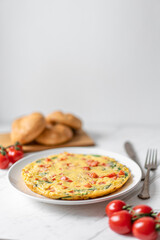 Egg Omelette With Spinach, Tomatoes and Orange Pepper