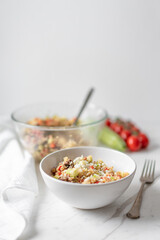 Quinoa Salad, Zucchini, Orange Pepper, Cucumber and Feta Cheese