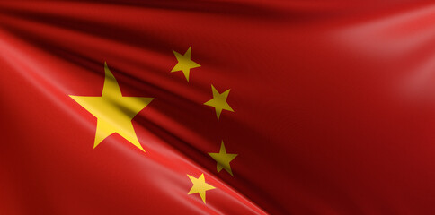 Republic of China Flag in Map 3d Illustration