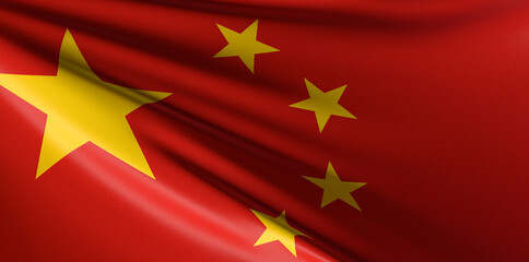 Republic of China Flag in Map 3d Illustration