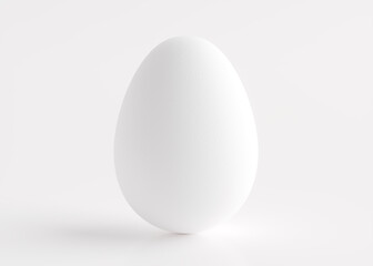 Silver egg close-up on a white background. Easter holiday. 3D rendering and 3D illustration.