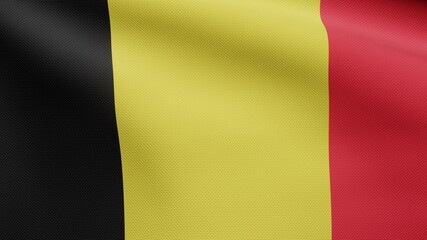 3D illustration Belgian flag waving in wind. Belgium banner blowing, soft silk.