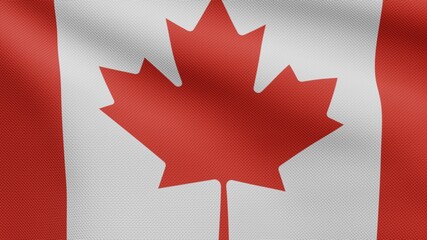 3D illustration Canadian flag waving in wind. Canada banner blowing, soft silk.