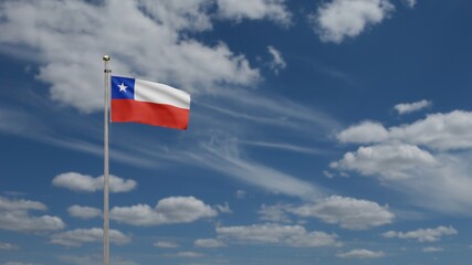 3D illustration Chilean flag waving in wind. Chile banner blowing, soft silk.