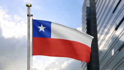 3D illustration Chilean flag waving in wind. Chile banner blowing, soft silk.