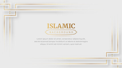 Islamic Arabic Arabesque Ornament Border Luxury Abstract White Background with Copy Space for Text