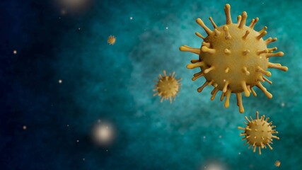3D illustration flu coronavirus floating. Pandemic of Covid 19 virus infection.