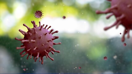 3D illustration. Coronavirus outbreak. Influenza Covid 19 virus dangerous flu.