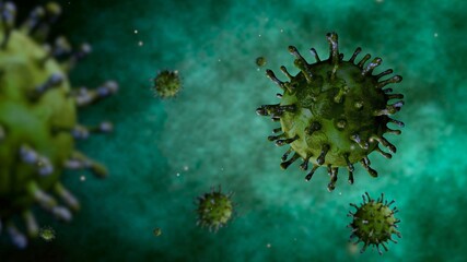 Fototapeta na wymiar 3D illustration. Coronavirus outbreak. Influenza Covid 19 virus dangerous flu.