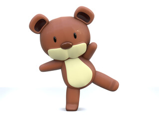 3D RENDER ILLUSTRATION. Cartoon character cute teddy bear model doll.