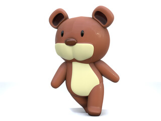3D RENDER ILLUSTRATION. Cartoon character cute teddy bear model doll.