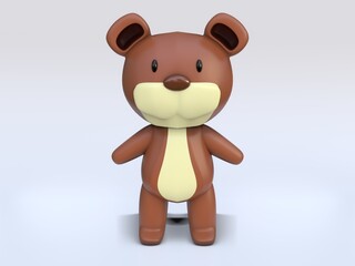 3D RENDER ILLUSTRATION. Cartoon character cute teddy bear model doll.