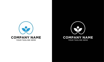 PrintTree leaf vector logo design, eco-friendly concept. W Tree with people logo illustration