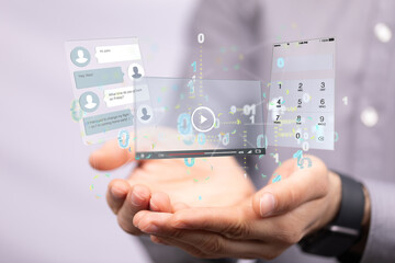 Obraz premium Interface web application in hand 3d