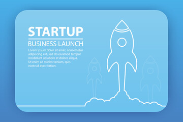 Business startup. Successful rocket launch. A line that turns into a rocket. Can be used on web pages, mobile sites, and presentations. Investment, innovation, business boost. Vector illustration.