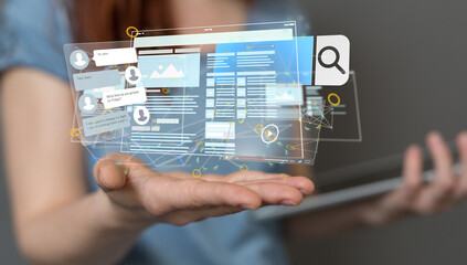 media develop interface web application in hand