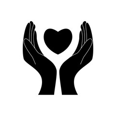 Healthcare hands holding heart flat vector icon for apps and website