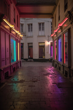 Calle angosta de las prostitutas en la ciudad de gante, sin clientes, debido a la pandemia que azota la ciudad y al mundo.