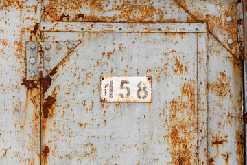 Closed rusty iron door